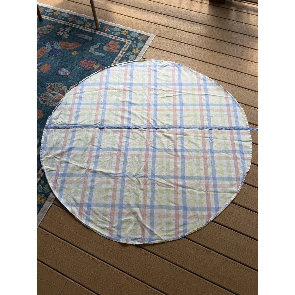 Vintage Pastel Plaid Round Tablecloth 55